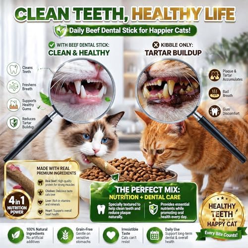 15pcs Freeze Dried Cat Chew Sticks Kitten Beef Treats for Teeth