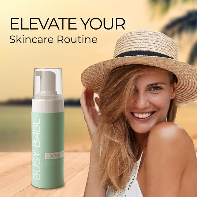 Golder Hour Tanning Mousse Self Tanner - Achieve a Gorgeous, Flawless Tan, Sun-Kissed Glow for All Skin Types and Tones, Sunless Tanning Mousse for Undertone (DARK BRONZE 200ml)