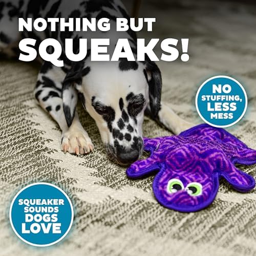 Outward Hound Durablez Medium Gecko Stuffing-Free Squeaky Plush Dog Toy for Puppies & Dogs - Interactive, Soft Yet Tough, No Mess, Jumbo Squeaker, Long-Lasting Play, 14 inch, Purple