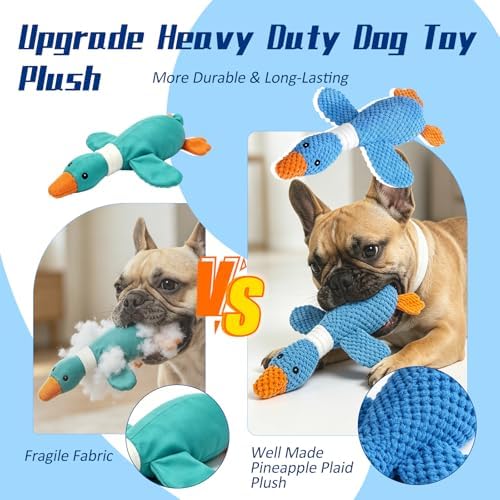 2-Pack Goose-Shaped Squeaky Dog Toys: Plush chew Toys with crinkly Wings, Suitable for Dogs Interactive Teething Toys for Puppies.