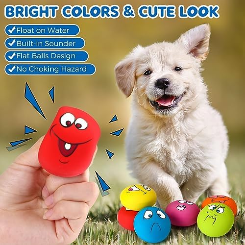 Jenaai 24 Pieces Funny Face Squeaky Dog Toys Latex Soft Toys Emoticon Dog Squeaky Ball Interactive Balls Fetch Play Toy for Small Medium Pets Animals Puppies Training(Multiple Colors)