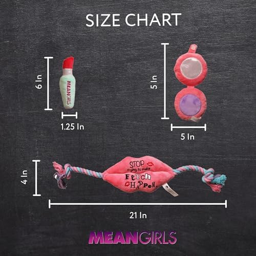 Mean Girls, Interactive Toy Bundle for Dogs, Squeaky Makeup Kit Dog Toy Set