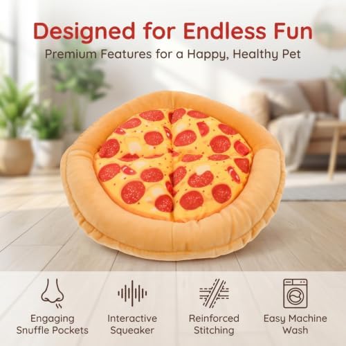 Milisten Pizza Dog Toy, Squeaky Plush Dog Toy with Light Filling