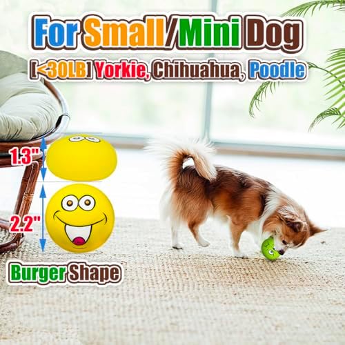 Squeaky Dog Toys for Small Dogs, Mini Breeds, 2.2" Flat Latex Ball