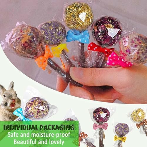 kathson 20PCS Rabbit Timothy Hay Treats Sticks,Interactive Bunny Lollipop Chew Sticks,Natural Guinea Pigs Chewing Treats Molar Teeth Toys for Small Animals,Chinchilla,Hamster,Gerbil