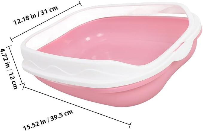 OUNONA Semi-Closed Cat Litter Box Anti-Splash Durable Pan with Open Top and Pee Shield for Small Cats and Kittens Indoor Housebreaking