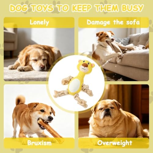 Plush Squeaky Chew Toy for Small Medium Large Dog,(Yellow Bear)