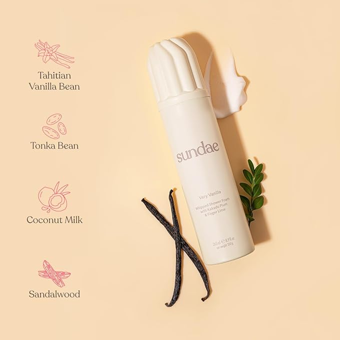 sundae Whipped Shower Foam Very Vanilla Foaming Body Wash 8.9 fl oz, 265ml with Kakadu Plum & Finger Lime