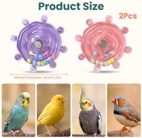 2PCS Bird Toys for Parakeets Interactive Spinner Rattle Parrot Toys