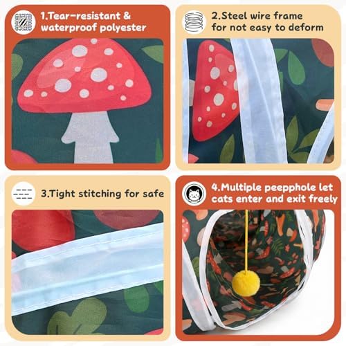 Cat Tunnel for Indoor Entertainment, Tear-Resistant Cat Play Tube with Play Ball, Collapsible Pet Tube with Interactive Peephole, Ideal for Kittens Puppies Rabbits (Octopus-Shaped)