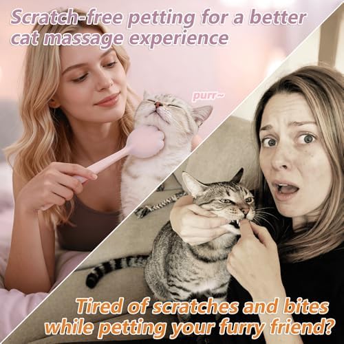 Cat Interactive Patting Massage Wand, Specially Designed for Cats That Enjoy Being Stroked on Tail Base and Hip Areas. It Provides Deep Massage Around the Cat’s Head and Gentle Patting on the Body