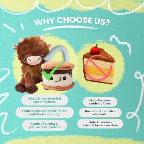 Snugarooz Plush & Crinkle Carnival Bundle for All Dog Breeds – Sea Horse (Purple), Just Jeff (2-in-1 Monster), #tacocat & Jelly the Fish – Soft & Squeaky Sensory Play Set