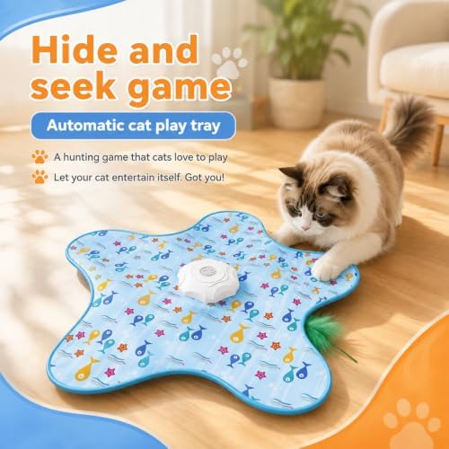 Interactive Cat Toys for Indoor Cats, Rechargeable Automatic Cat Mat Toys