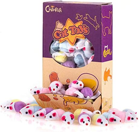 CHIWAVA 36PCS 1.8'' Interactive Cat Toy Mice with Catnip Rattle Sound Mouse
