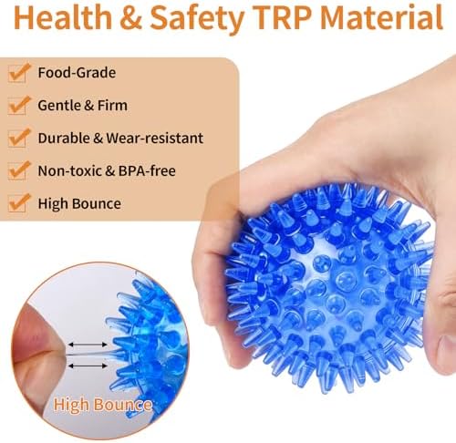 6 Pack Squeaky Spiky Dog Balls, Puppy Chew Toys for Teething, Small