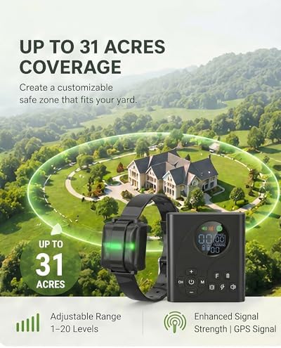 LUCKFOX Wireless Dog Fence, Electric Fence for Dogs with Remote Collar