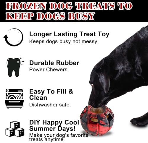 Yipetor Interactive Dog Chew Toy, Large Enrichment Frozen Treat Lick Ball