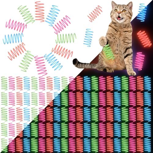 Sosation 100 Pcs Glow in The Dark Springs Cat Toys Kittens
