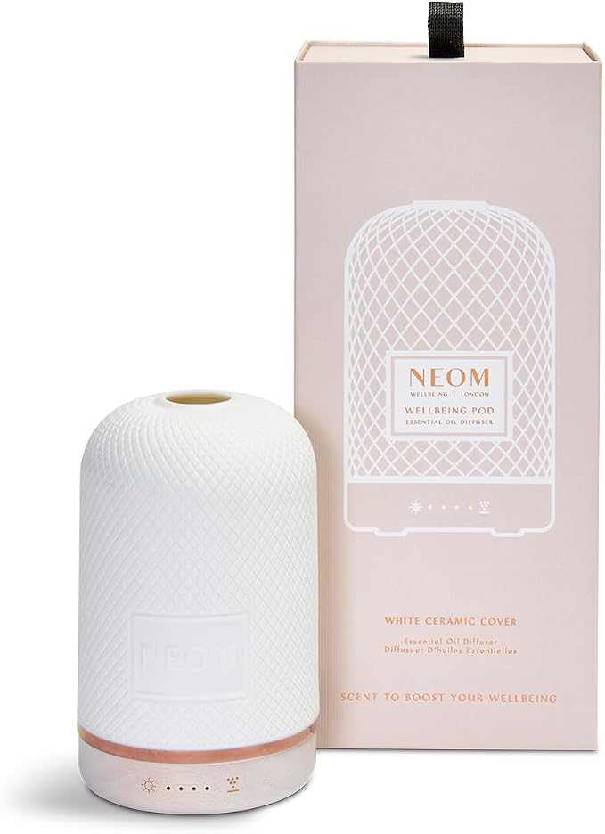 NEOM – Essential Oil Diffuser for Home | Wellbeing Aromatherapy Diffusers | Ceramic Cover, LED Light & Timer | Best for Medium Spaces | Plug in Diffuser for Essential Oils | Home Fragrance