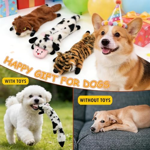 Dog Toys 3 Pack No Stuffing Dog Squeak Toys for Small Medium Breed