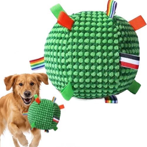 Dog Balls Toys, Interactive Dog Toys Dog Balls with Built-in Bell, Premium Soft Pet Toys Puppy Ball for Small Medium Dogs Indoor Outdoor Play, Dog Gift Toys, Green (6.7 Inch)