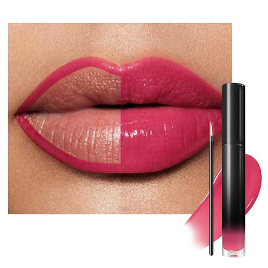 evpct Hot Pink Shiny Glossy Longwear No-Budge Liquid Lip Color Lipstick Makeup, Highly Pigmented Color Instant Shine, Waterproof Long Lasting Lipstick for Women, Lip Stain Gloss with Lip Liner Brush