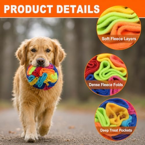 Snuffle Ball - Snuffle Ball for Small Dogs, Interactive Dog Toys to Keep Them Busy, Puppy Dog Puzzle Toy with Storage Bag Machine Washable
