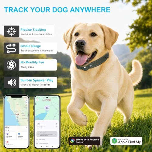 New GPS Tracker for Dogs: Smart Pet Collar with Real-Time Tracking,No Monthly Fee/Subscription (iOS & Android) Waterproof, Anti-Lost,365-Day Long Battery Life GPS Tracker Dog Collar(Tracker Included)