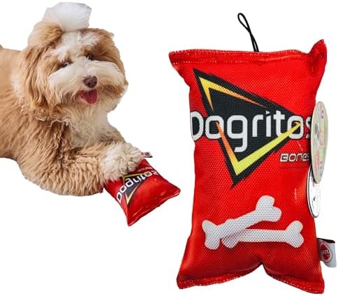 SPOT Fun Foods Dogritos Chips –Plush Squeaker Toy for Small and Medium Dogs, Interactive and Chew-Friendly with a Whimsical Doritos Design, 8-inch