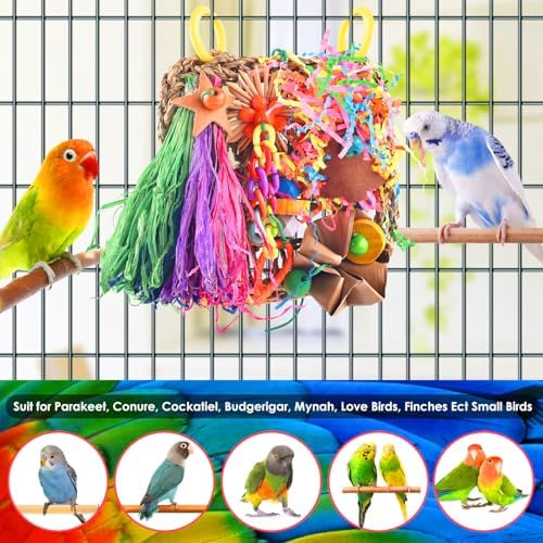 KATUMO Bird Toys, Grass Mat Foraging Chew Toy for Parakeet Cockatiel