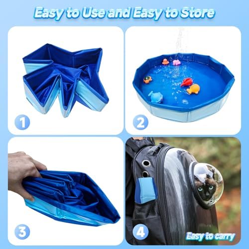 Eelexa Cat Pool Interactive Toys with 6 Fish-Shaped Toys[Water Pump Included], Interactive Splash-Proof Indoor Cat Toys for Boredom Relief, Self-Play Cat Pool for Bored Cats, Easy Fill & Drain Design