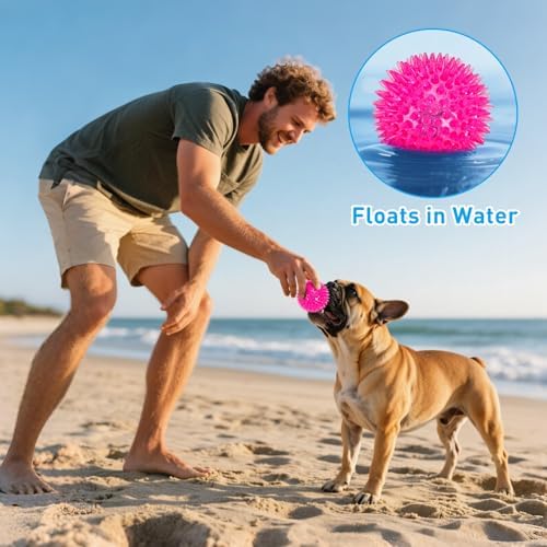 Novkin 6 Pack 2.5" LED Light Up Dog Balls, Squeaky Spiky Dog Toys for Aggressive Chewers, Durable Glow in The Dark Interactive Fetch Balls for Small Medium Large Dogs, Floating & BPA Free Non-Toxic