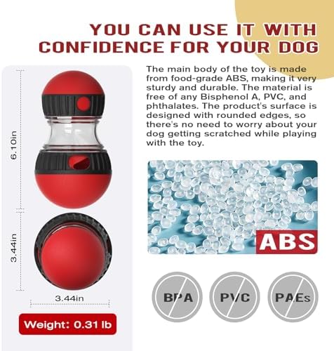 Cognitive Dog Toys,Slow Feeder Interactive Toys,Mushroom Dog Food Dispenser,for Small Dogs,Treat Dispenser Food Puzzle Ball for Mental Stimulation, Red Color