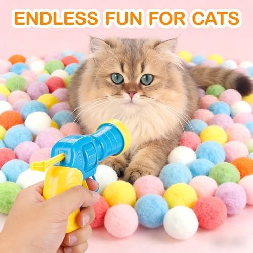 31Pcs Interactive Cat Toys Set, Cat Fetch Toy Gun with 30 Stuffed Plush Balls for Bored Indoor Adult Cats, Kitten Kitty Toys Pet Supplies Accessories, Funny Launcher & Cute Cat Gifts