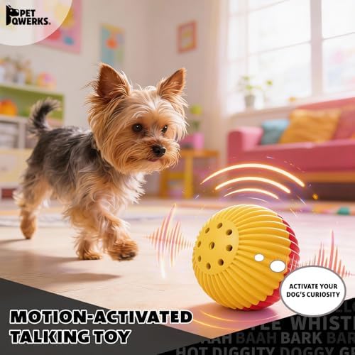 Pet Qwerks Animal Sounds Babble Ball - Interactive Chew Dog Toy - Large