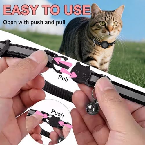 Pet GPS Tracker Collar for Cats,Mini GPS Dog Tracker,No Monthly Fee Location,Smart Pet Activity Tracker,Works with Apple iOS Find My,IP67 Waterproof Finder Tag Global Tracking-Black