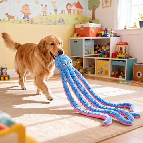 40 Inches Large Octopus Interactive Squeaky Dog Chew Toys
