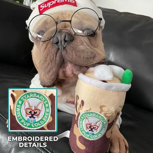 Haute Diggity Dog Starbarks Sweet Pup Cold Brew Plush Dog Toy, Drink Parody
