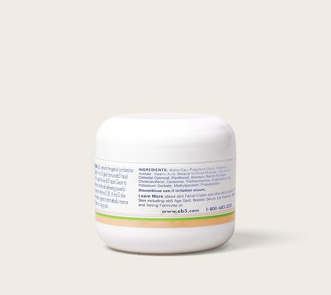 eb5 Anti-Aging Face & Neck Cream with Synergex Formula for Men/Women | Alleviates Appearance of Fine Lines & Wrinkles | Vitamin E, A, B5, Oat Kernel Complex | 2 Oz