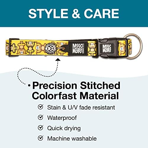 Max & Molly Urban Pets Smart ID Dog Collar with Gotcha! QR Pet Safety Tag and Custom Pet Profile, Soft Padded Neoprene, Waterproof, Machine Washable, Monkey Maniac, M (13-21")
