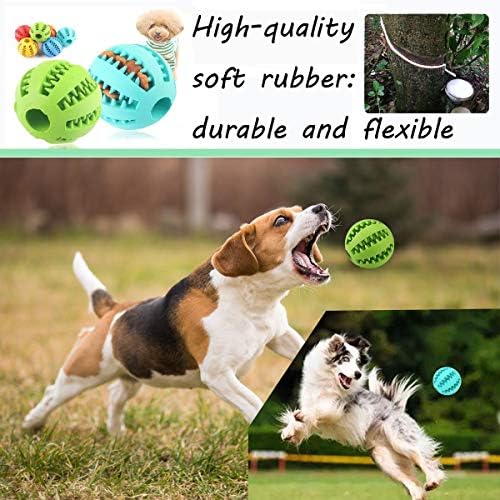 Sunglow 2 Pack Dog Toy Ball - Nontoxic Bite Resistant Teething Toys for Small/Medium/Large Dog and Puppy Cat, Dog Pet Food Treat Feeder Chew Tooth Cleaning Exercise Game IQ Training