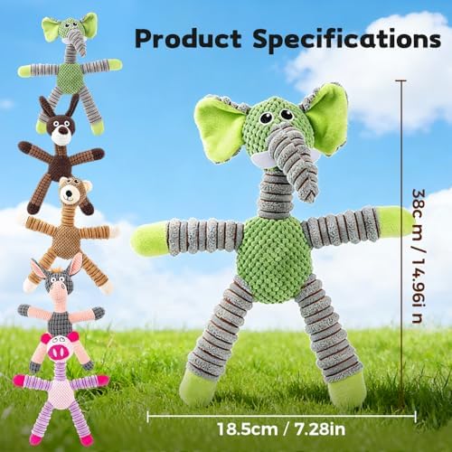 2026 New Dog Toys, Indestructible Plush Dog Toy for Aggressive Chewers, Interactive Squeaky Soft Puppy Chew Toy, Durable Teething Toys for Small Medium Large Dogs (Dark Brown)