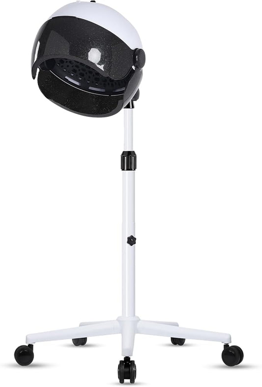 Hooded Hair Dryer, Professional Hood Dryer on Wheels, Sit Under Dryer, Standing Hair Dryer, White