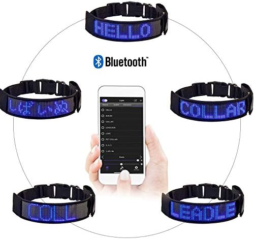 Leadleds Programmable Dog Collar Flashing Light Up Rechargeable Pet Dog Safety Collar Glow in The Dark Light-up Neck Loop - Blue LED
