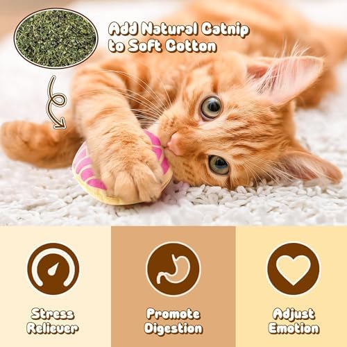 L1rabe Mexican Concha Catnip Stuffed Toys for Cats- Gifts for Kitten Lovers