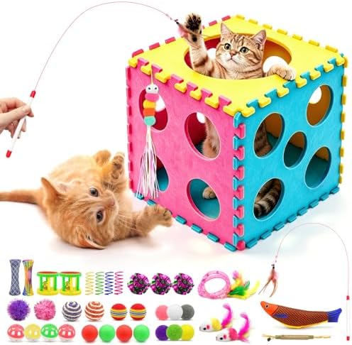 39 Pcs Cat Toys for Indoor Cats, Interactive Fun