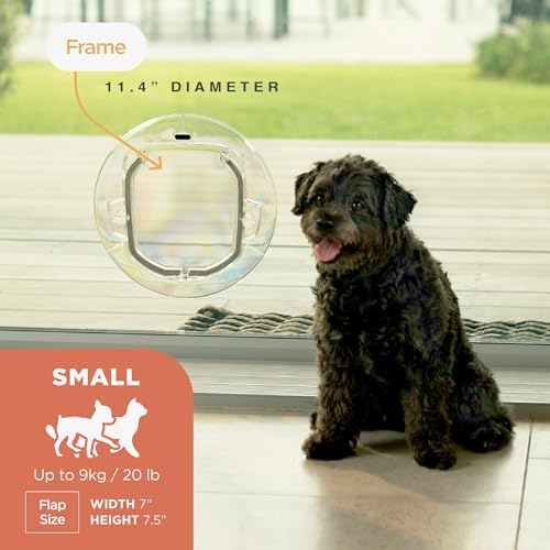 Hakuna Pets Ultra Clear Pet, Cat and Dog Door with 4-Way Locks for Screens, Glass Doors and Windows up to 0.6" Thick, Small, Clear