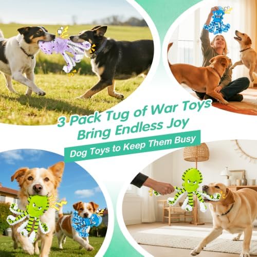 Fuufome Octopus Dog Toys with No Stuffing for Small, Medium & Large, 3 Pack