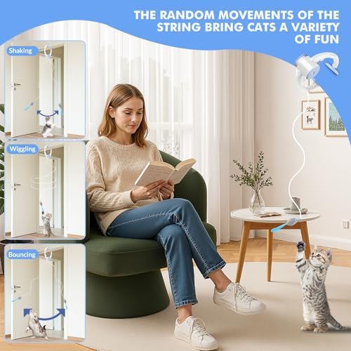 Automatic Hanging Cat Toy with Flying Bird,Interactive, Light Blue