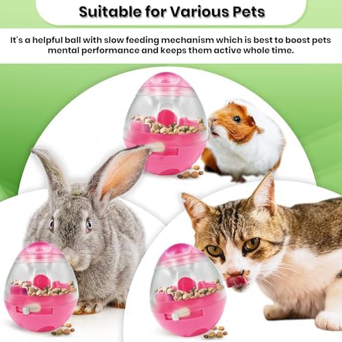 SunGrow Puppy, Small Dog Breeds, and Pocket Pet Treat Ball, Boredom Buster Ends Naughty Chewing and Bloat, Encourages Exercise, Interactive Puzzle Feeder Ideal for Rabbits, Rats, and Hamsters, 4.6”